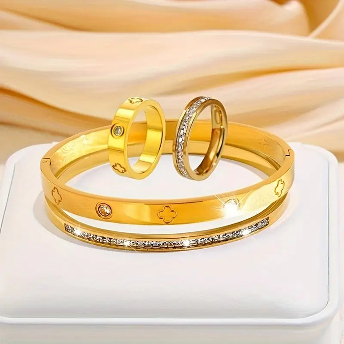 Wholesale Stainless steel diamond-encrusted bracelet ring