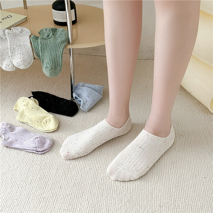 Wholesale Socks, dotted yarn, boat socks, double needle vertical stripes, invisible socks, adhesive anti slip short tube socks
