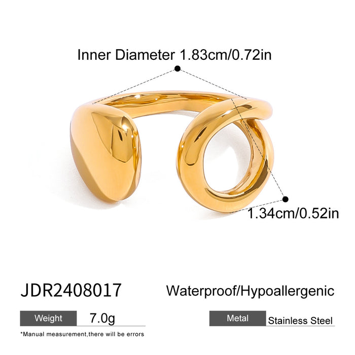 Wholesale Stainless Steel 18k Gold Ring Open Hollow Irregular Ring JDC-RS-JD095