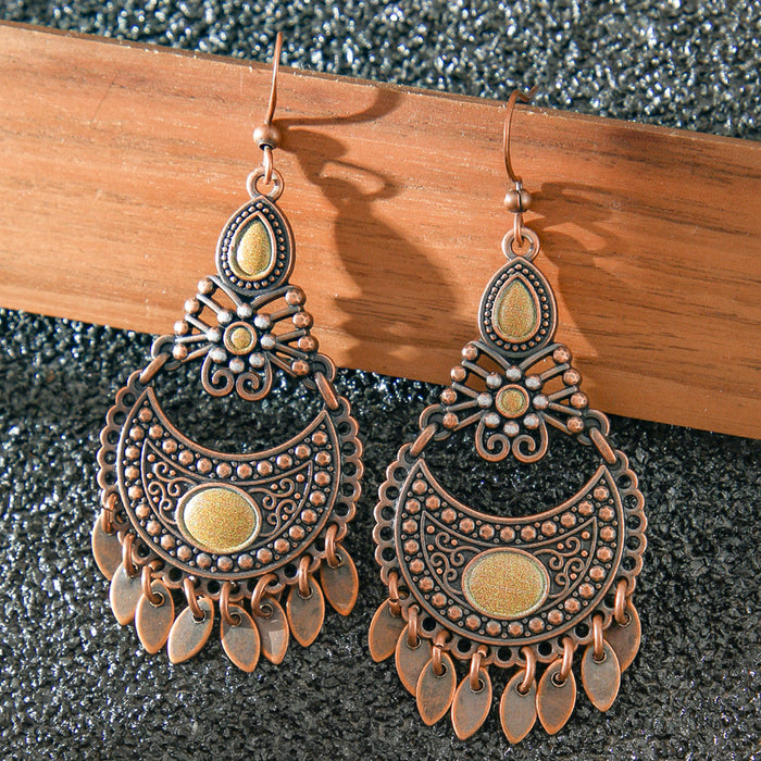 Wholesale Retro Bohemian Turquoise Tassel Earrings Zinc Alloy Fashion Accessory MOQ≥2