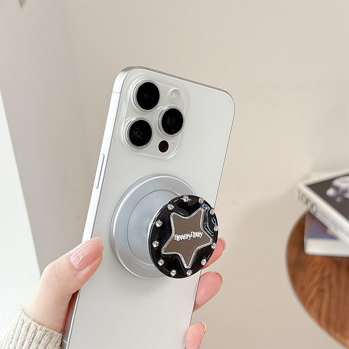 Wholesale Simple Star Design Desktop Retractable Phone Holder with Rhinestone Mirror