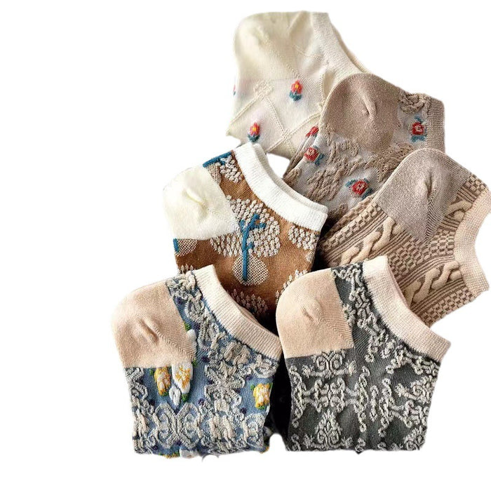 Wholesale Breathable and versatile short tube retro three-dimensional boat socks