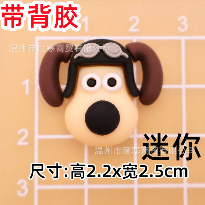 Wholesale 5pcs Cartoon Soft Rubber  Accessories Mobile Phone Shell Patch Hole Shoes Mouthwash Cup Three-dimensional Sticker  Puppy
