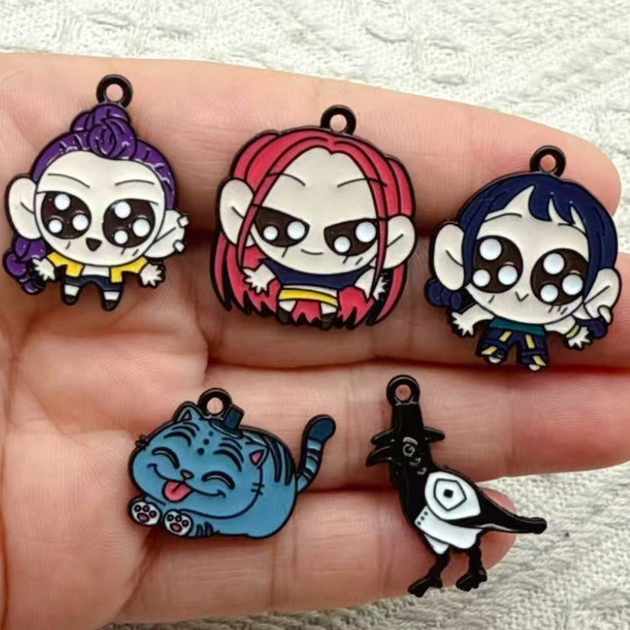 Wholesale 10pcs Cartoon Anime Oil Drip Alloy DIY Earrings,  Keychains,  and Pendants . . .