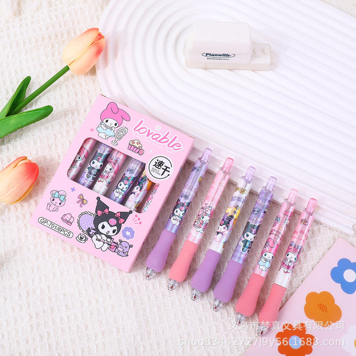 Wholesale 6pcs Multi-series cartoon soft sheath press gel pen high color value student brush pen ST quick-drying carbon black pen