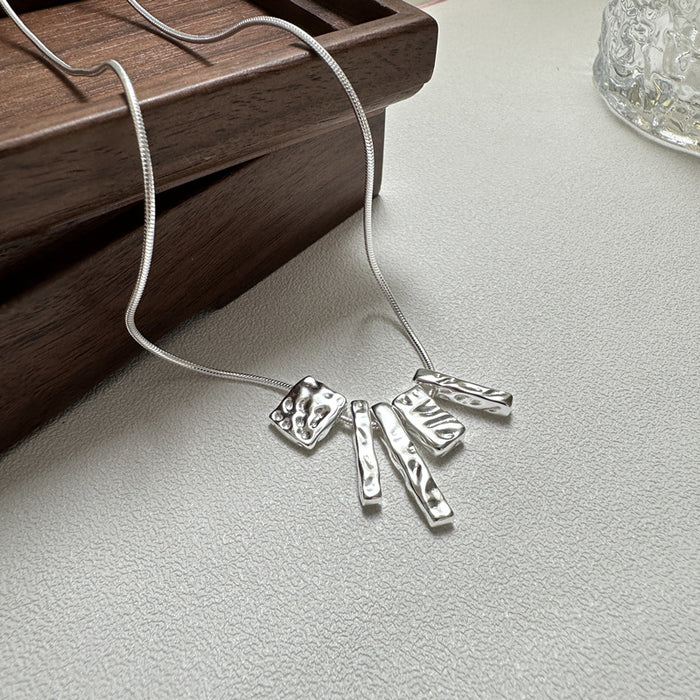 Wholesale Pure silver niche design texture irregular necklace collarbone chain