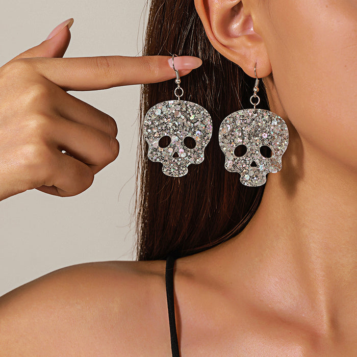 Wholesale Personalized acrylic earrings exaggerated ghost letter splicing sequin earrings  earrings