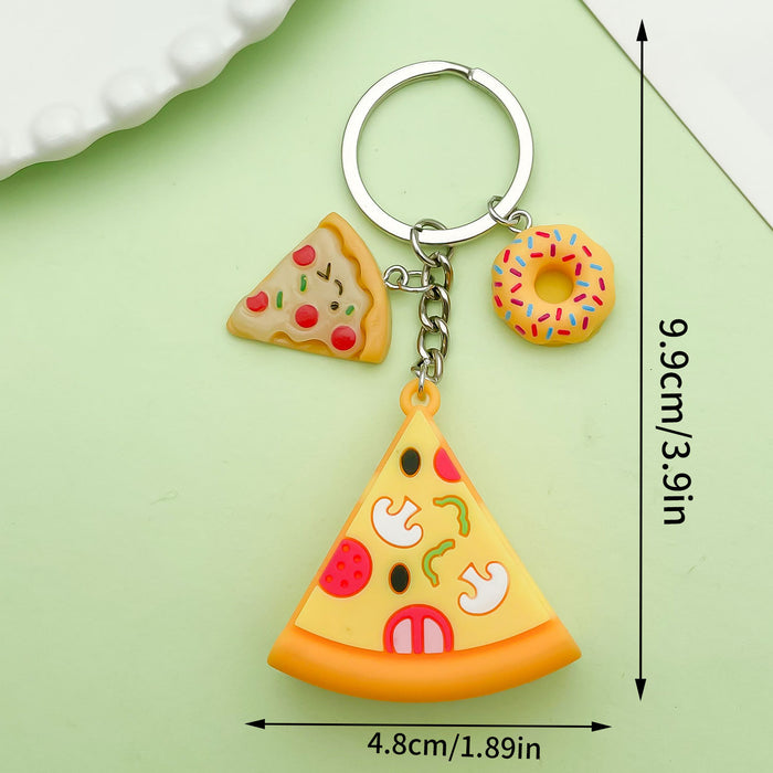 Wholesale Burger fries pizza keychain pendant creative soft rubber food toy pendant bag hanging decoration small gift