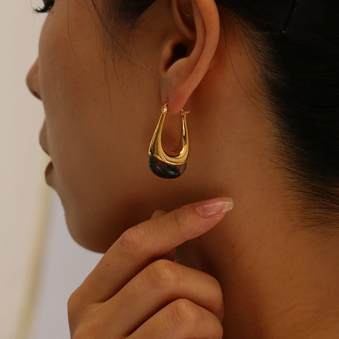 Wholesale Stainless steel smooth water droplet earrings with simple and personalized design that will not fade