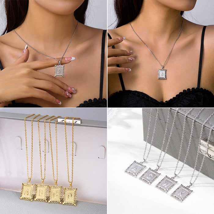 Wholesale Stainless steel necklace with letters Titanium steel colorfast hollow clavicle chain accessories