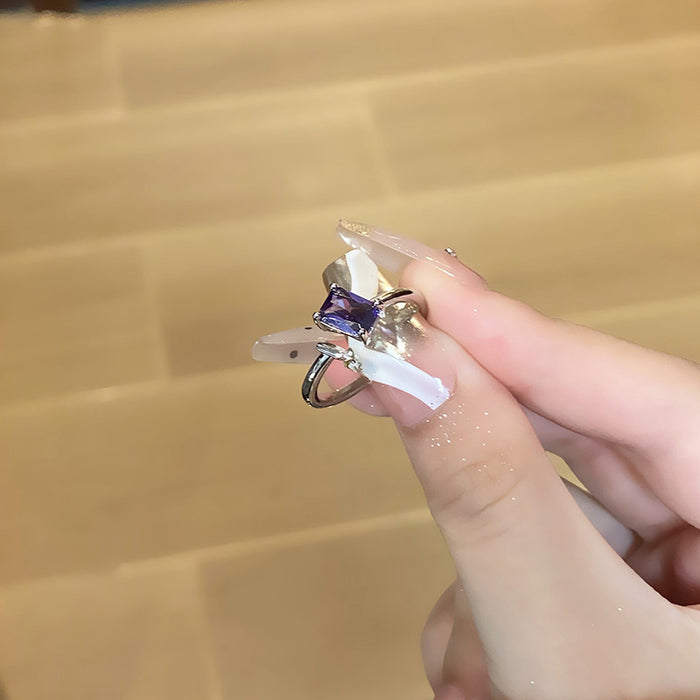Wholesale Light luxury purple diamond zircon series temperament versatile open ring with niche design sense