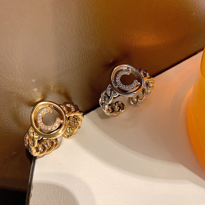 Wholesale Fashionable temperament, open mouth two-piece ring set, niche design, personalized combination, stacked index finger ring, ring