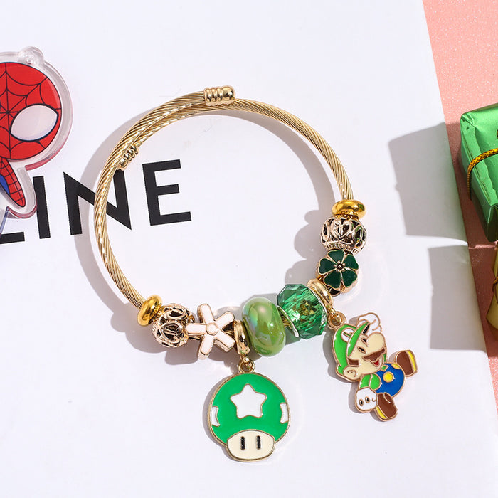 Wholesale Stainless steel bead bracelet cartoon cute alloy pendant bracelet