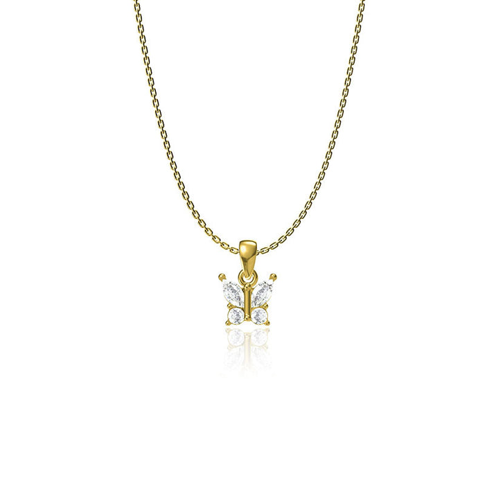 Wholesale Gold Butterfly Zircon Pendant Necklace Titanium Steel Fashion Jewelry MOQ≥2