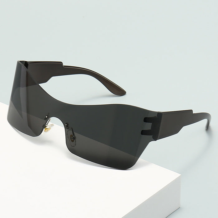 Wholesale  Large Frame Curved Riding Glasses UV400 Anti-UV Outdoor Sports Sunglasses Concave Shape Tie-in Sunglasses