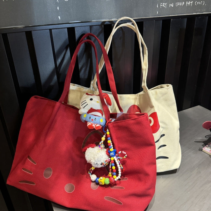 Wholesale Cute canvas bag one shoulder large capacity portable cartoon tote bag thick canvas