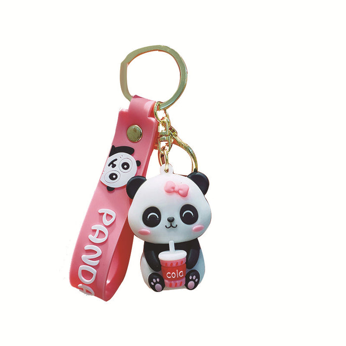 Wholesale Panda Cartoon Doll Silicone Keychain JDC-KC-LiuFan026