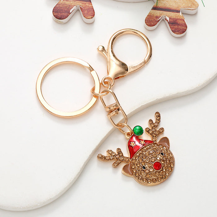 Wholesale Electroplated Metal Christmas Keychain – Gold  Pendant Gift Bag Charm