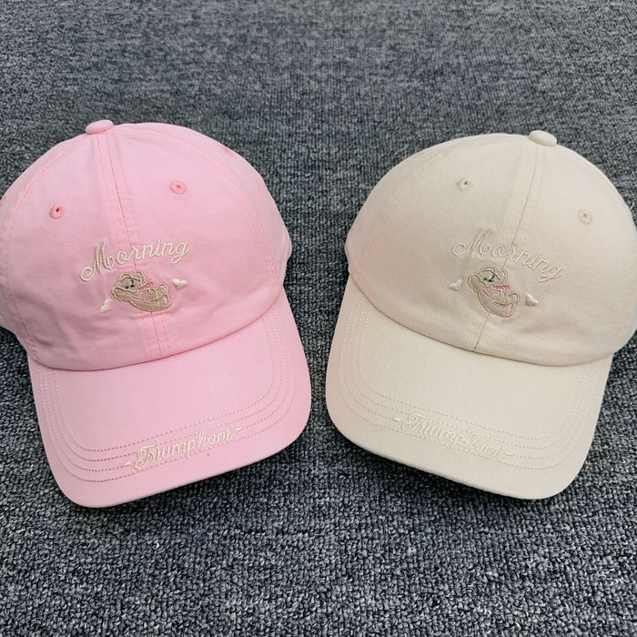 Wholesale Cute kitten embroidered baseball cap, wide brimmed duckbill cap, versatile hat