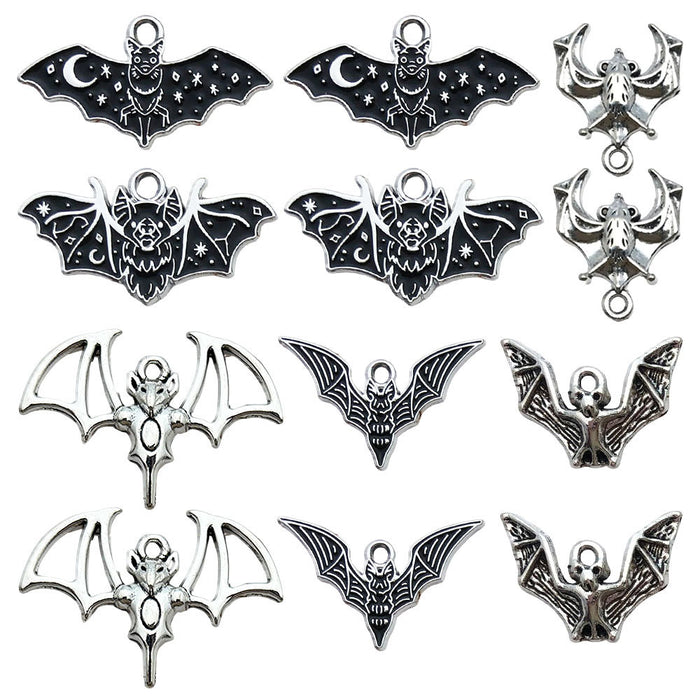 Wholesale Halloween Stylish 12-Pack Bat Charms Zinc Alloy Electroplated MOQ≥2