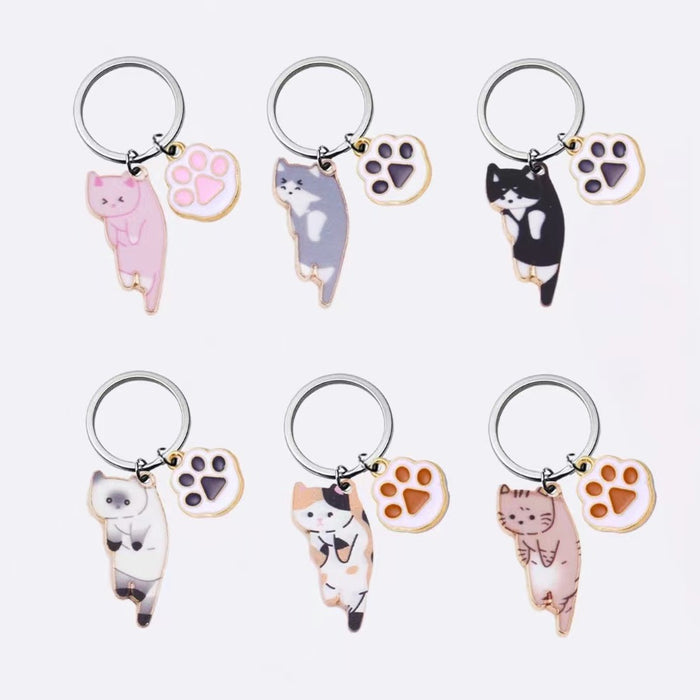 Wholesale Cute cartoon Cat keychain alloy dripping accessories student backpack pendant small gift