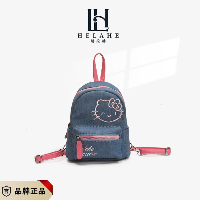 Wholesale New cute printed backpack, new denim handbag, student backpack