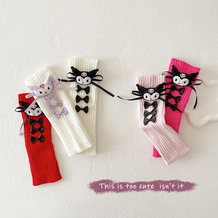 Wholesale Bowknot leg warmers stacked socks autumn doll knitted calf warmers for women