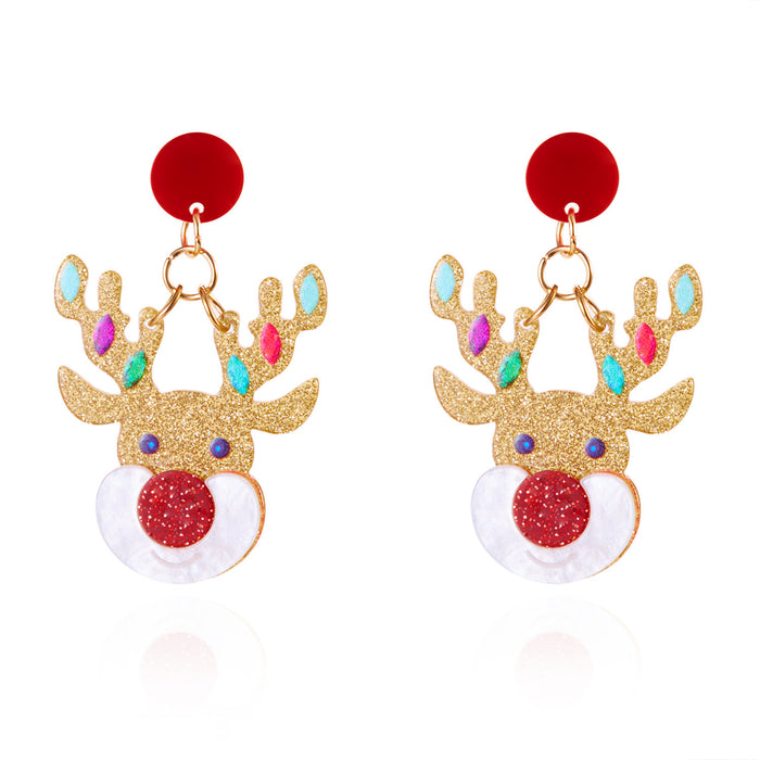 Wholesale Christmas series earrings fashionable and versatile Christmas love elk acrylic earrings