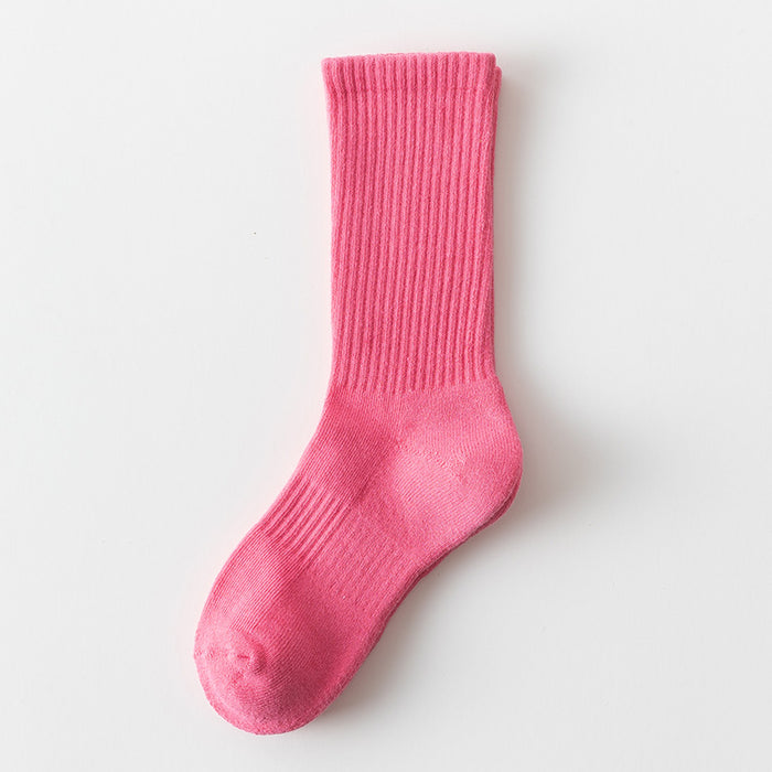 Wholesale Solid color high elastic looped socks for men and women, long socks for sports, cotton socks