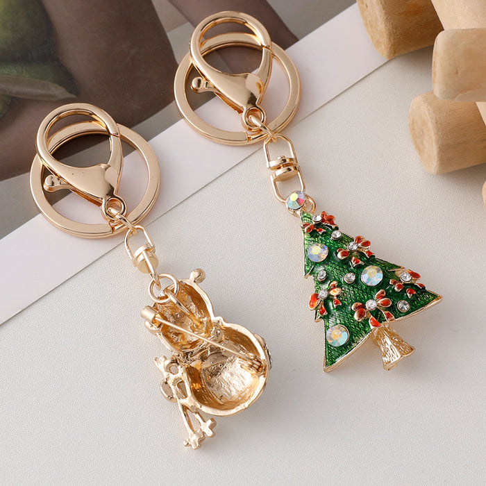 Wholesale keychain cute Christmas Tree metal pendant Christmas decorations