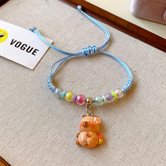 Wholesale Woven bear flower pull bracelet small heart bracelet sweet temperament jewelry