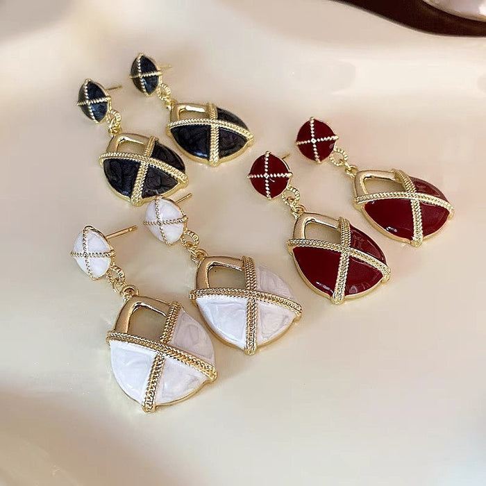 Wholesale Drip oil earrings, retro versatile earrings, high-end and niche earrings