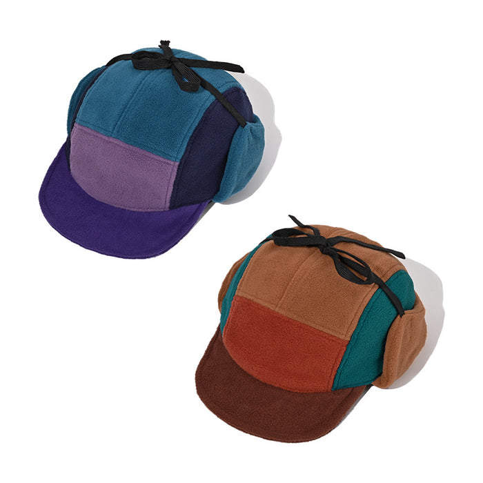 Wholesale Baseball cap, quick drying duckbill cap, ear protection, color blocked cap, fleece fleece