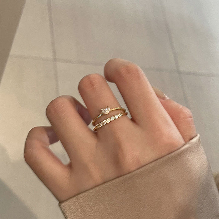 Wholesale Stacked niche design, exquisite zircon heart ring, light luxury, fashionable, versatile, high-end ring