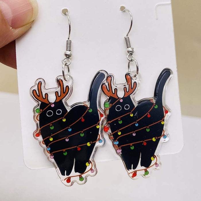 Wholesale Christmas creative acrylic earrings personalized colorful elk earrings