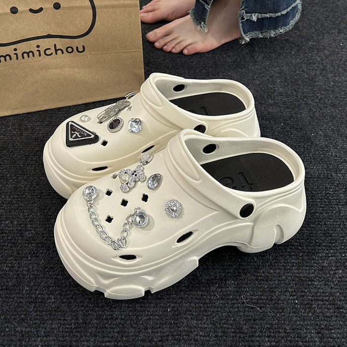 Wholesale platform sandals clogs DIY diamond embellished sandals clogs closed toe sandals clogs