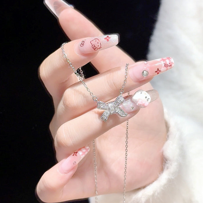 Wholesale Square Sugar Necklace Women's Woolen Chain All-match Golden Pendant  Titanium Steel Clavicle Chain