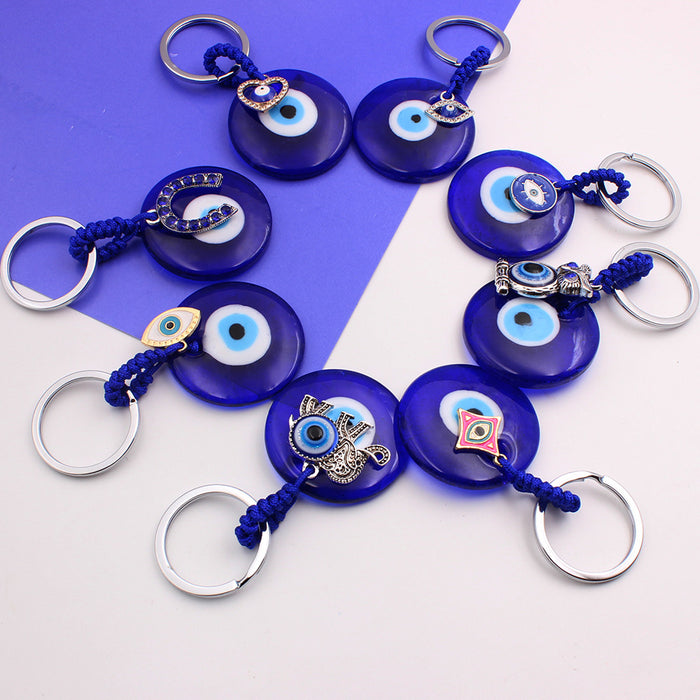 Wholesale Blue Eye Pendant Keychain Pendant with Diamond Set Slant Eyes Devil's Eye