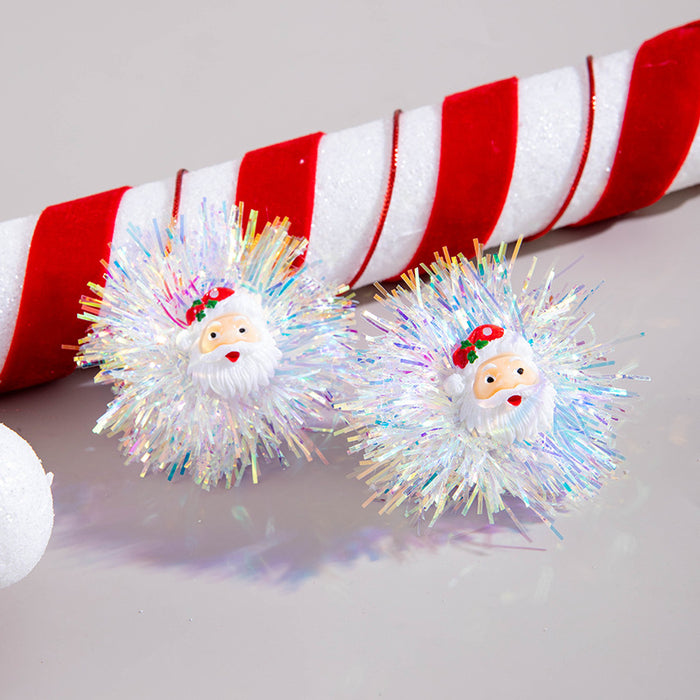 Wholesale Christmas Santa Earrings Alloy Ribbon Pom Pom Party Jewelry Accessory MOQ≥2