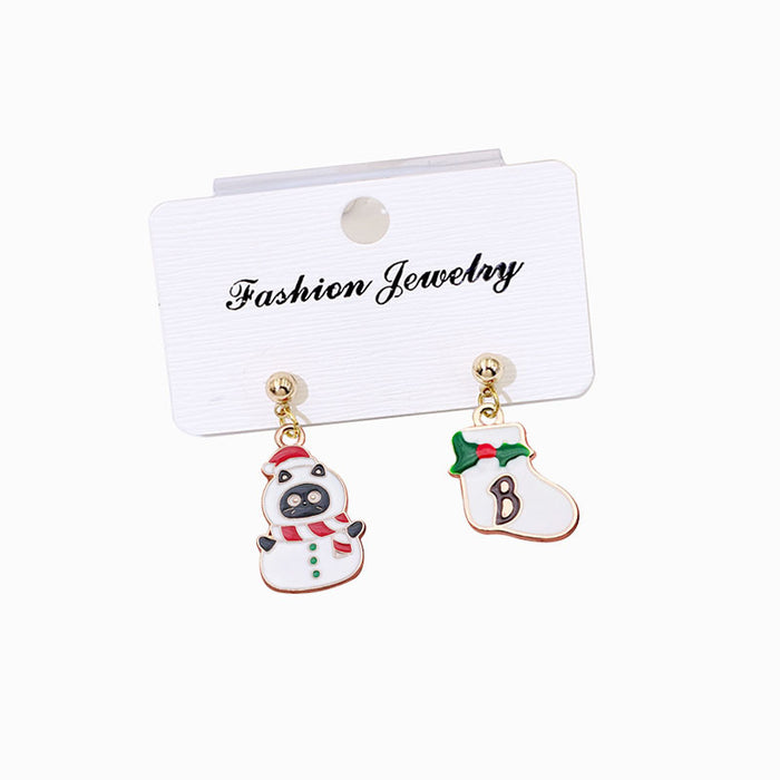 Wholesale Alloy Christmas Earrings Santa Reindeer Bell Pendant Boutique Resale MOQ≥2