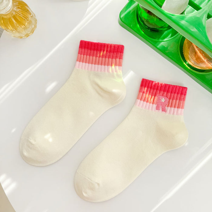 Wholesale Socks low short tube women's socks gradient letter embroidery college style sports socks cotton