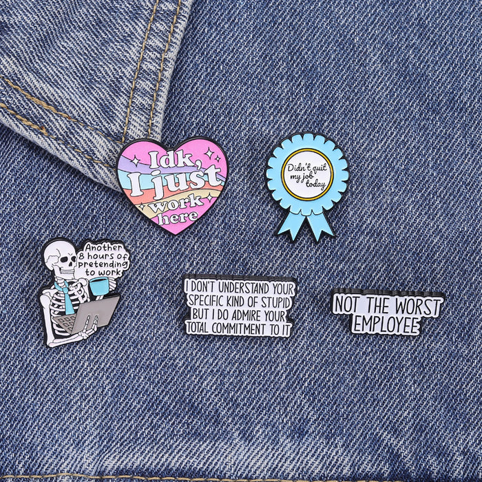 Wholesale Funny Skull Sarcastic Quote Brooch Pin For Office Worker Casual Fashion Accessory