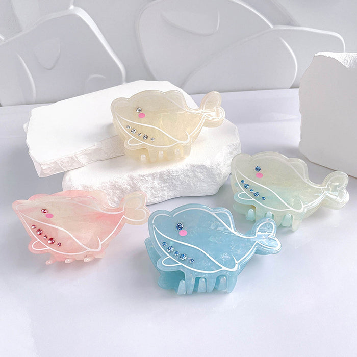 Wholesale Diamond studded claw clip, cute girl, dolphin shell, medium shark clip, back of the head, half tied hair headpiece, hair accessory