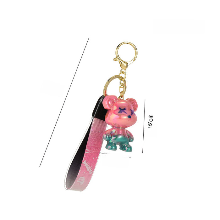 Wholesale Creative cartoon resin gradient graffiti bear key chain fashion trend key chain cute bag ornaments