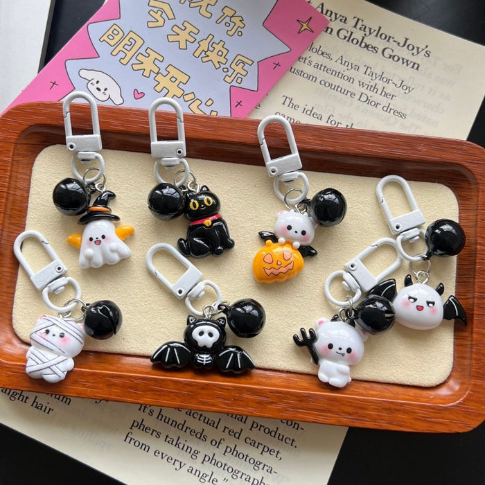 Wholesale Cute Black Bell Keychain Resin Pendant Student Bag Charm MOQ≥2