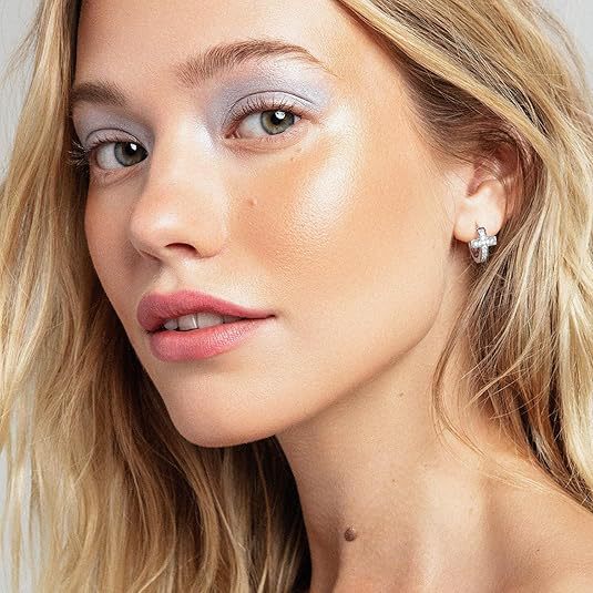 Wholesale Genuine gold brass electroplated personalized design with zircon cross earrings, high-end feeling earrings