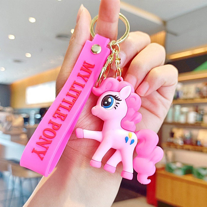 Wholesale Cartoon Pony Keychain Pendant Cute Unicorn Doll Female Backpack Car Key Chain