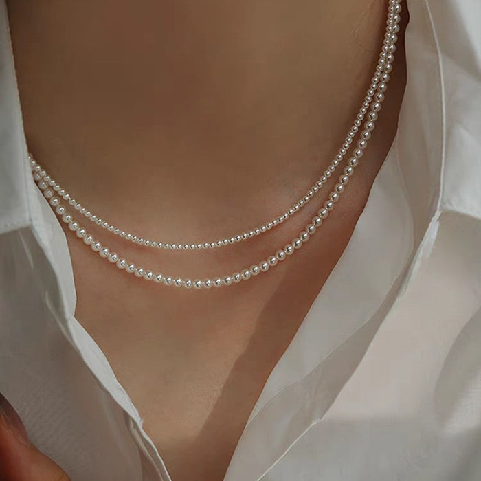 Wholesale  Pearl Necklace Women's Overlapping Double Clavicle Necklace