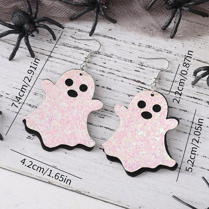 Wholesale  Cute Ghost Sequins Pendant Earrings Multi-layer Gothic Style Double-sided Ear Jewelry