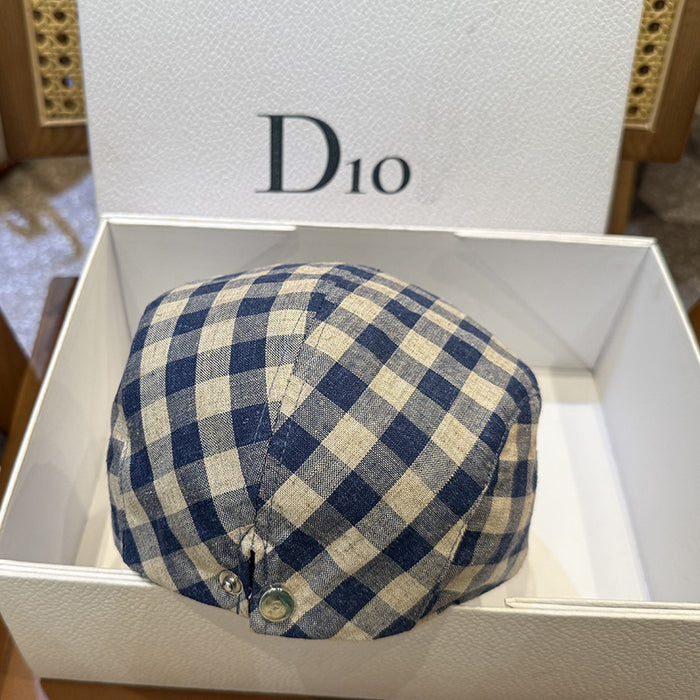 Wholesale Cotton and linen grid breathable forward hat casual duckbill hat retro fashion hat retro newsboy